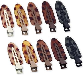 Cptots 10 Pcs Creaseless No Crease No Bend Flat Hair Clips For Styling Non Slip Makeup Clips For Women Salon Hairstyle,Tortoiseshell