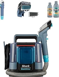 Shark StainStriker Stain and Spot Cleaner, Compact Carpet and Upholstery Cleaner with Powerful Suction, Dual Cleaning Formulas, 2 Tools, Removes Stains, Odours and Dirt, Blue PX200UK