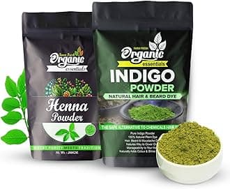 Natural Indigo & Henna Powder Combo for Hair – 200g Herbal Hair Color for Men and Women – Chemical-Free and Natural – Premium Henna Powder for Vibrant Hair Coloring