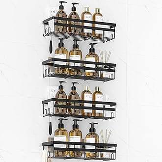 WOWBOX Shower Caddies 4 Pack - Adhesive Hanging Shower Shelf - Bathroom Organizers and Storage, No Drilling Stainless Shower Shelves for Home Decor, Bathroom Accessories (Large)