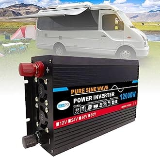 3000W-12000W Pure Sine Wave Power Inverter, DC (12/24/48/60V) to AC (110/V220V), Dual Digital Display + 1 Universal Socket, Solar System - Solar Panel, for Home/Outdoor/RV/Camping,12000W-24V