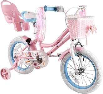 Daisy Kids Bike for Girls Ages 2-9 Years, 12 14 16 18 Inch Princess Girls Bicycle with Doll Bike Seat, Training Wheels, Basket and Streamers, Kids Cycle Bikes, Multiple Colors