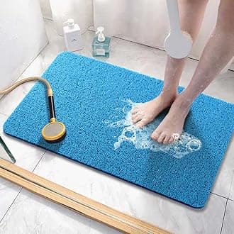AsvinSoft Textured Bath, Shower, Tub Mat, 47x16 Inch, Phthalate Free, Non Slip Comfort Bathtub Mats with Drain, PVC Loofah Bathroom Mats for Wet Areas, Quick Drying