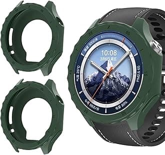 GIOPUEY Case Compatible with OnePlus Watch 3, [2 PACK] Soft TPU Silicone Protective Case Cover, Shock Resistant - Dark Green