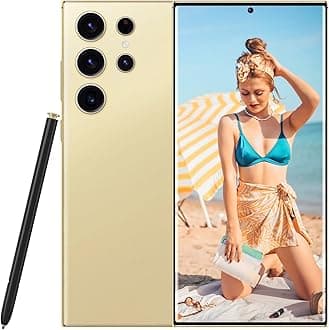 S24 Ultra Unlocked Phone 5G Cell Phone,Smartphone with Tool Pen, Android 14.0 Cell Phone 6GB+256GB Dual SIM Dual Standby,Fast Charging and OTG (Gold)