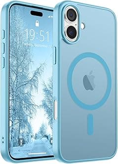 SUPFINE Magnetic for iPhone 16 Plus Case(Compatible with MagSafe)(Military Grade Drop Protection) Slim Translucent Matte Shockproof with Anti-Fingerprint Phone Case,Light Blue