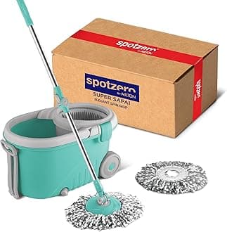 Spotzero By Milton Elegant Spin Mop with Big Wheels (Aqua Green, Two Refills), Plastic…