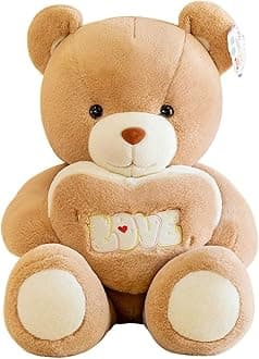 Home Smart Cuddly Teddy Bear Toys with Holding Love Heart Assoretd Color and Size 50 cm for Girls Friend Couple Wedding Valentine Birthday and (Beige)