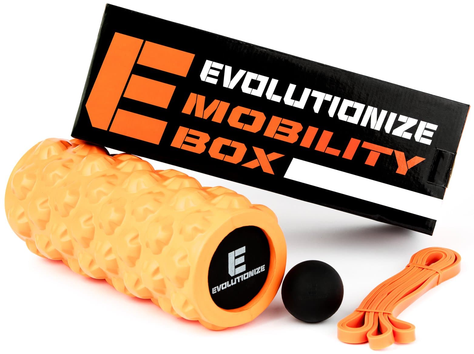 Evolutionize Foam Roller 3-in-1 Deep Tissue Complete Mobility Kit - Muscle Roller, Mobility Ball, Stretching Band