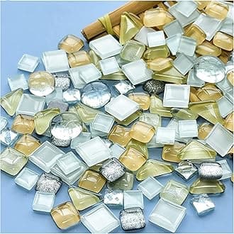 200g Mixed Color Crystal Mosaic Tiles, Tiny Mini Mosaic Tile DIY Hobbies Children Handmade Crystal Craft for Craft Bathroom Kitchen Home Decoration DIY Art Projects (White Series)