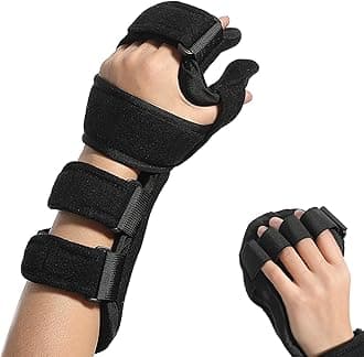 Azonee Stroke Resting Hand Splint Night Immobilizer Wrist Finger Brace for Flexion Contractures Functional Finger Stabilizer Wrap Finger Separator for Muscle Atrophy Rehab Arthritis Pain, Large, Left