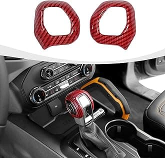 RAZPOY Gear Shift Knob Trim Cover Compatible with 2021-2025 Ford Bronco Interior Accessories, Red Carbon Fiber