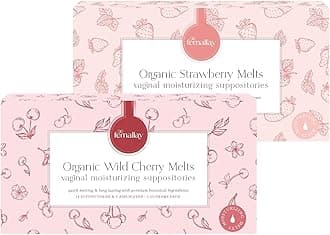 Femallay Organic Vaginal Melts – Cherry & Strawberry Variety Pack – 100% Natural Relief for Dryness, Odor & Daily Feminine Discomfort – 14 Count + Applicator