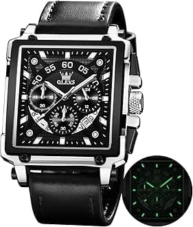 OLEVS Watches for Men Quartz Chronograph Leather Fashion Dress Watch Date Waterproof Luminous Casual Square Business Wrist Watches …
