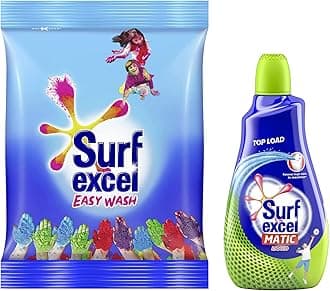 Easy Wash Detergent Powder, 5 Kg & Matic Top Load Liquid Detergent 1 L, Specially designed for Tough Stain Removal on Laundry in Washing Machines