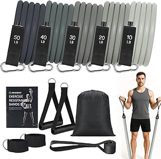 WIKDAY Exercise Resistance Bands with Handles for Working Out Workout Bands Set with Door Anchor for Physical Therapy, Yoga, Pilates