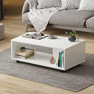 Coffee Table | 1 Year Warranty | Center Table, Tea Table, Center Table for Living Room, Coffee Table for Living Room, Engineered Wood (Leonis - Frosty White)