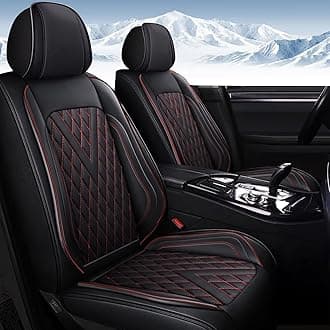 2PCS Front Car Seat Covers Fit for Mitsubishi Eclipse Cross 2018-2025 2026 Faux Leather Seat Cushion Waterproof Anti-Slip Automotive Interior Accessories (Red Line)