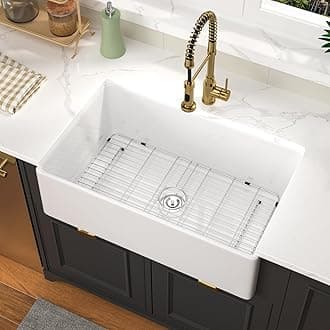 33 Farmhouse Sink Fireclay 33X20X10 Inch White Farmhouse Kitchen Sink Porceline Ceramic Large Farm House Style Country Apron Front Single Bowl Barn Farmer Kitchen Sinks