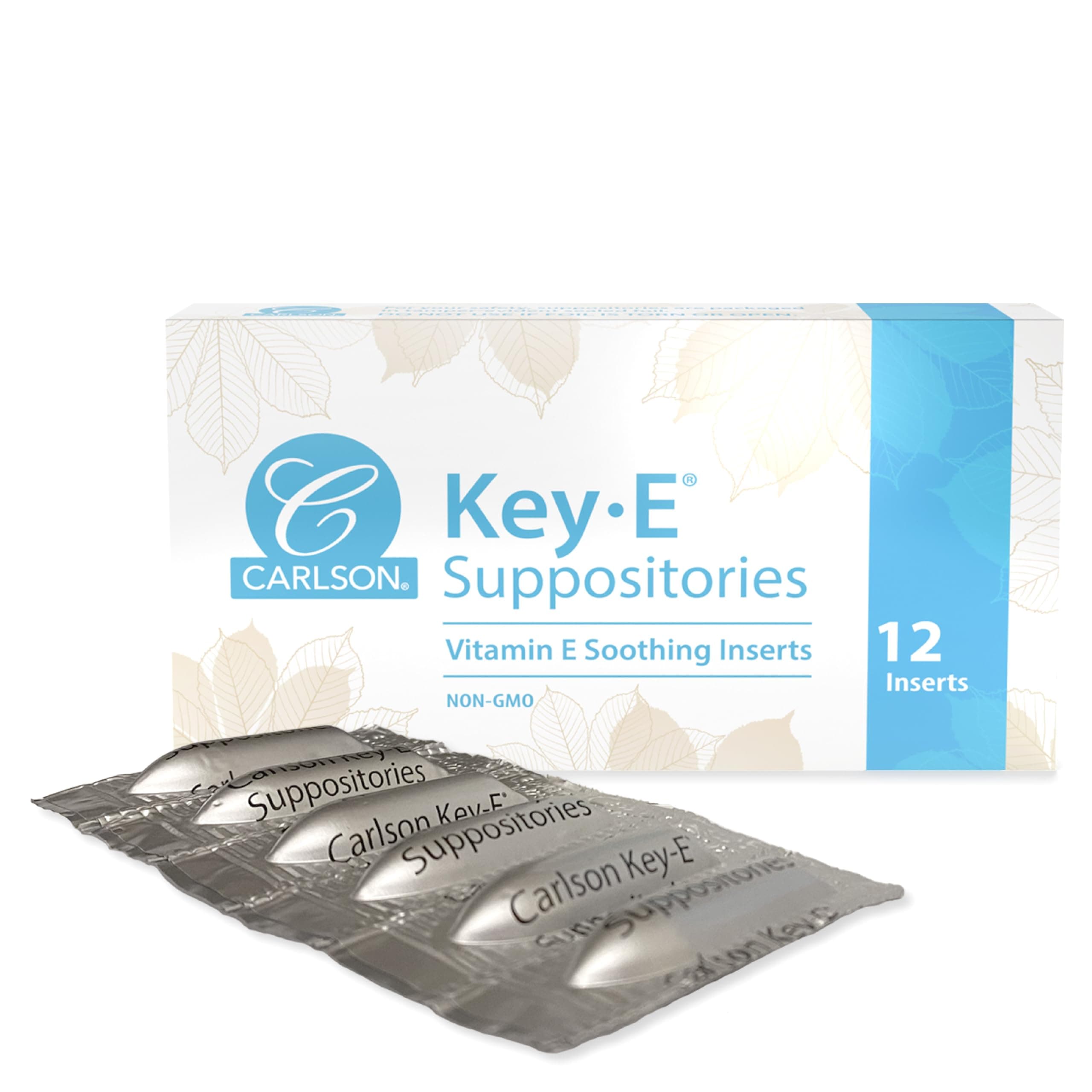 Key-E Suppositories, 30 IU Vitamin E Suppository, Lubricates Dry Areas, Treatment for Women and Men, Vaginal & Rectal, 12 Count