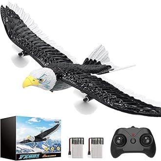 DEERC RC Plane, Remote Control Eagle Plane, RTF Airplane, 2.4ghz Flying Brid with 2 Batteries & Propeller 6-axis Gyro Stabilizer, Easy to Fly for Beginners Adults Kids Boys