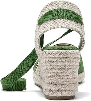 U-lite Womens Espadrille Wedge Sandals Closed Toe Platform Lace Up Ankle Strap Slingback Summer Dress Shoes