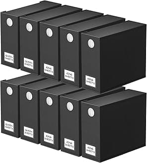 SpaceAid 10 Pack Bed Sheet Organizers and Storage, Foldable Sheet Organizer for Linen Closet, Sheets Set Folder Keeper with Window XL (Queen & King Size) Organizing Bedding Container, Black