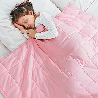 Kivik Weighted Blanket 7 lbs, 41" x 60" Pink Weighted Blankets for Small Single/Twin Size Bed, All-Season Breathable Soft Heavy Blanket for Travel, Calming & Sleep, Washable