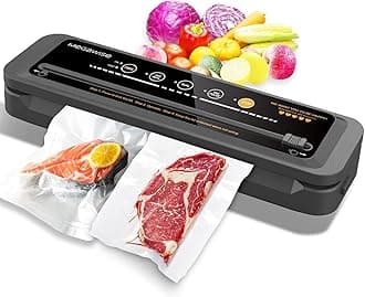 Vacuum Sealer Machine | 80kPa Suction Power| Bags and Cutter Included | Compact One-Touch Automatic Food Sealer with External Vacuum System | Dry Moist Fresh Modes for All Saving needs