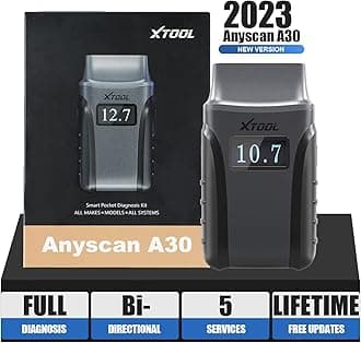 XTOOL Anyscan A30 OBD2 Scanner, Wireless Bidirectional Scan Tool with Free Update, All System Diagnostic Tool for iPhone & Android, 8 Service, Oil/EPB/SAS/BMS/TPMS Reset, Throttle, ABS Bleed