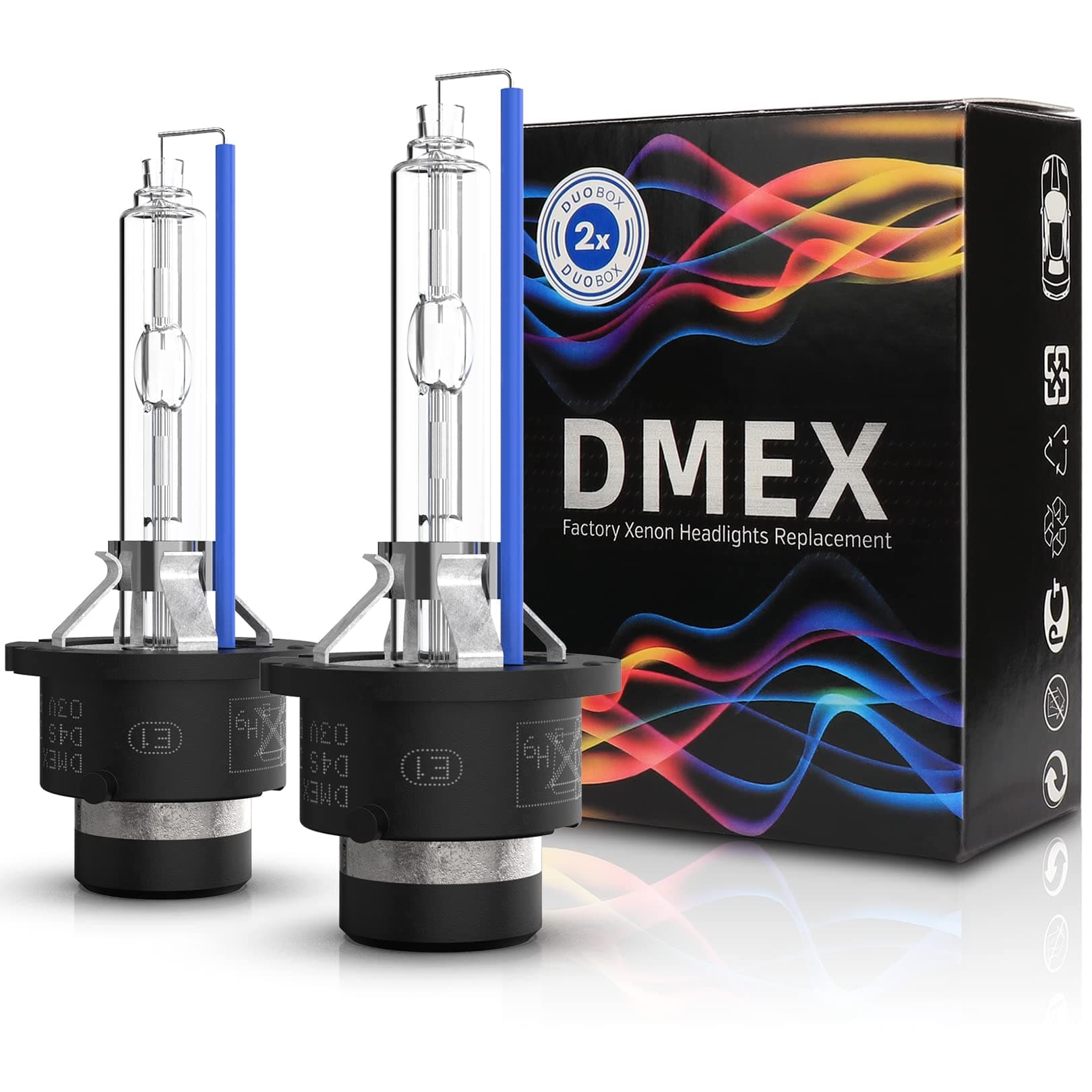 DMEX D4S HID Headlight Bulbs Xenon 35W Replacement 66440 42402 42402WX - Pack of 2, 6000K Cool White (Not fit Halogen Headlamp)