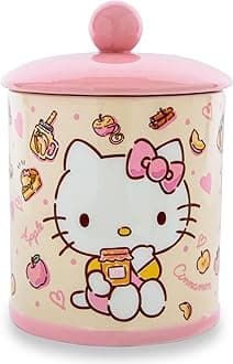 Silver Buffalo Sanrio Hello Kitty Ceramic Canister, 5.5” x 5.5” x 8”