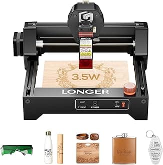 LONGER Ray5 mini Portable Laser Engraver & Cutter – 3.5W, Ultra-Fine 0.04mm Laser Spot, 12,000 mm/min Speed, Perfect for DIY Engraving on Wood, Metal, Acrylic, Leather, and More