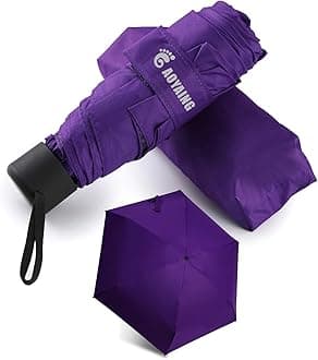 GAOYAING Compact Travel Umbrella with Case Sun & Rain Lightweight Mini Small and Compact Suit for Pocket Royal Purple