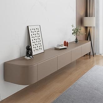 Floating TV Stand with Doors, Large Storage TV Shelves and Console, Wall Mounted TV Cabinet Under TV (Khaki, 120CM/47.2")