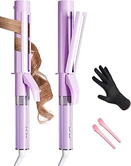 Novus Curling Iron 1.25 Inch: Ceramic Flat Iron Hair Straightener and Curler 2 in 1 for Women, Travel Curling Wand bio Ionic for Long Short Hair - Dual Voltage, 4 Temps(Purple)