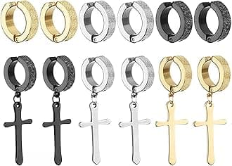 NEWITIN 6 Pairs Stainless Steel Magnetic Stud Earrings for Men Clip on Earring Magnetic Earring Unisex Non Piercing CZ Magnet Studs Diamond Earrings for Women Men