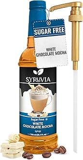 Sugar Free Coffee Syrup, White Chocolate Mocha Flavored Syrup for Drinks, Lattes, and Desserts – 25.4 fl oz, With Pump