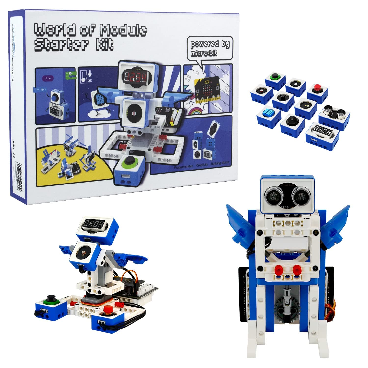Yahboom BBC Microbit World of Module Programmable Sensor Kit Robotics Building Block Starter kit,STEM Coding for Kids（Microbit Not Incloided）