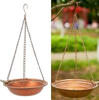 11.2" Metal Hanging Bird Baths for Outdoors,Outdoor Bird Feeder,Backyard, Patio Garden Yard Decoration