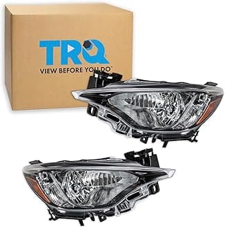 TRQ Headlight Set Compatible with 2016 Scion iA 2019-2020 Toyota Yaris