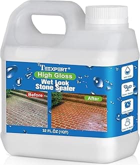 Wet Look Stone Sealer - 32OZ Natural Stone Sealer with High Gloss Finish for Floor Driveway Patio Water Resistance, Durable & Long Lasting Easy to Apply for Pavers Slate Brick Sandstone