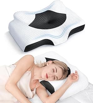 Osteo Cervical Pillow for Neck Pain Relief, Hollow Design Odorless Memory Foam Pillows with Cooling Case, Adjustable Orthopedic Bed Pillow for Sleeping, Contour Support for Side Back Stomach Sleepers