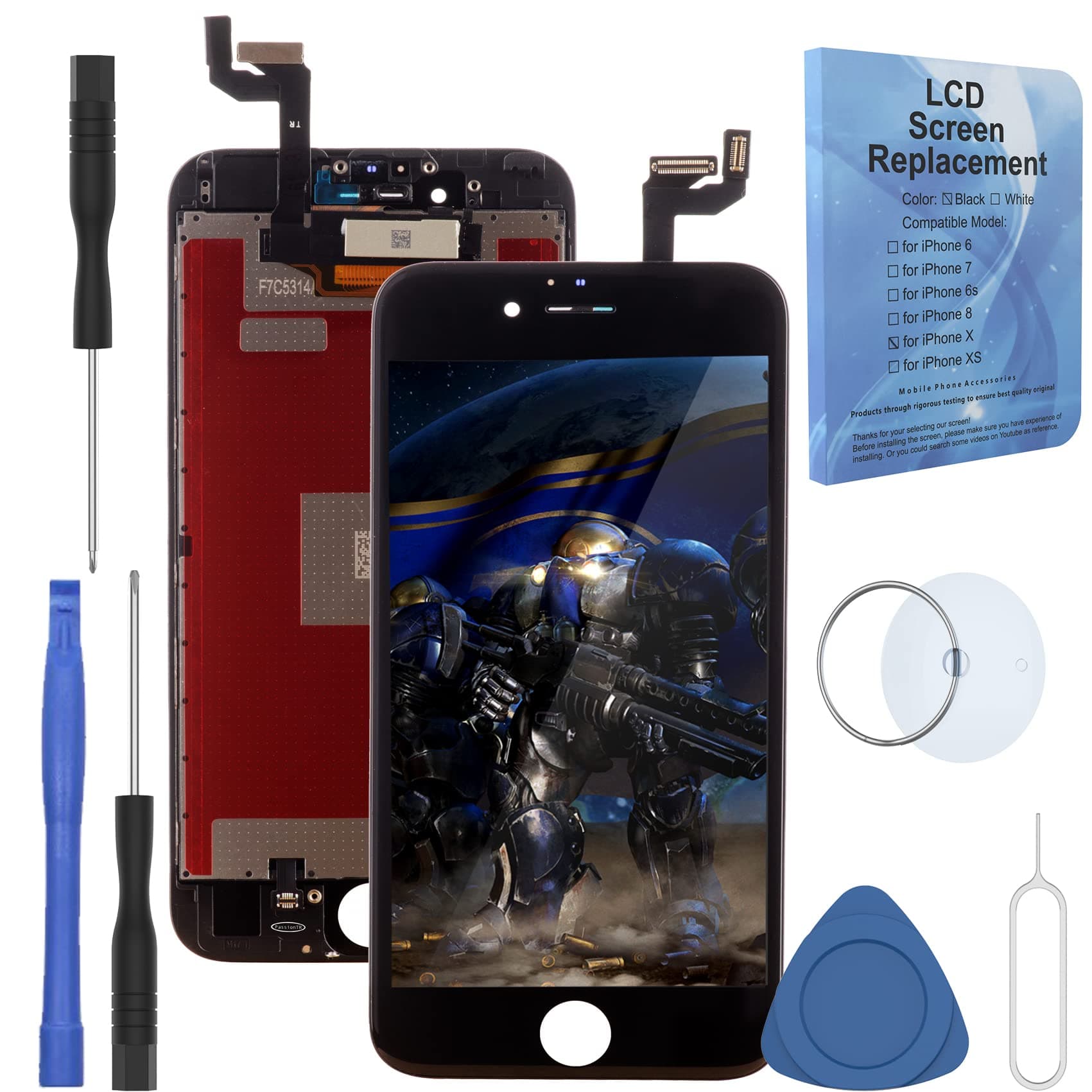 passionTR Display Touch Screen Digitizer Assembly for iPhone 6S Plus Replacement Part (Black)