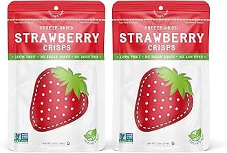 Freeze-Dried Fruit Crisps – Healthy, Gluten-Free, Plant-Based, Crispy & Delicious Snack – Ideal for Cereal, & School On-the-Go Snacks – Strawberry, 2 Bags (1.2 oz Each)