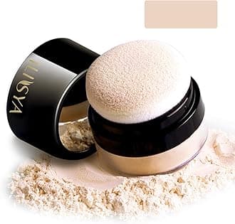 ROUSE Setting Powder Lightweight Loose Powder Finishing Powder Long-Lasting Face Powder Waterproof with Soft Mushroom Powder Puff & Mirror, Matte Finish,0.28 Oz (Light Apricot/Translucent)