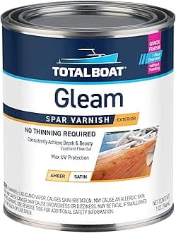 Gleam Marine Spar Varnish, Gloss and Satin Polyurethane Finish for Wood, Boats and Outdoor Furniture (Satin Low-Sheen Quart)