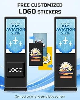 SIOXCFZ 43-inch Indoor Floor Standing Digital Signage Display, 2K FHD LCD Screen Android OS Kiosk Stand with 2 Speakers, Auto Media Display Advertising Player Supports Remote Control