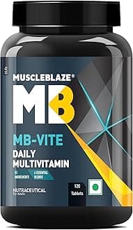 MuscleBlaze MB-Vite Multivitamin with Immunity Boosters and Digestive Enzymes, 100% RDA of Vitamin C, D, Zinc,120 Tablets