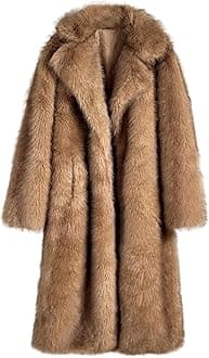 Women's Shaggy Faux Fur Warm Maxi Overcoat Outwear,Fluffy Winter Parka Long Jackets Coats